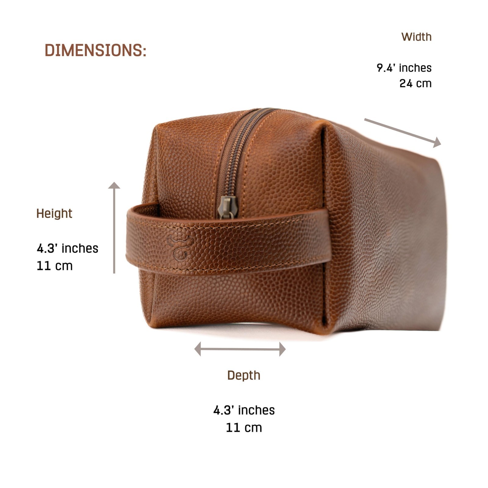 Water Resistant Leather Toiletry Bag for Men – Premium Dopp Kit Cosmetic Case –