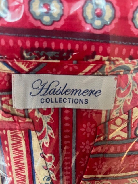 lovely HASLEMERE COLLECTIONS ladies long cotton cherry red print kaftan one size