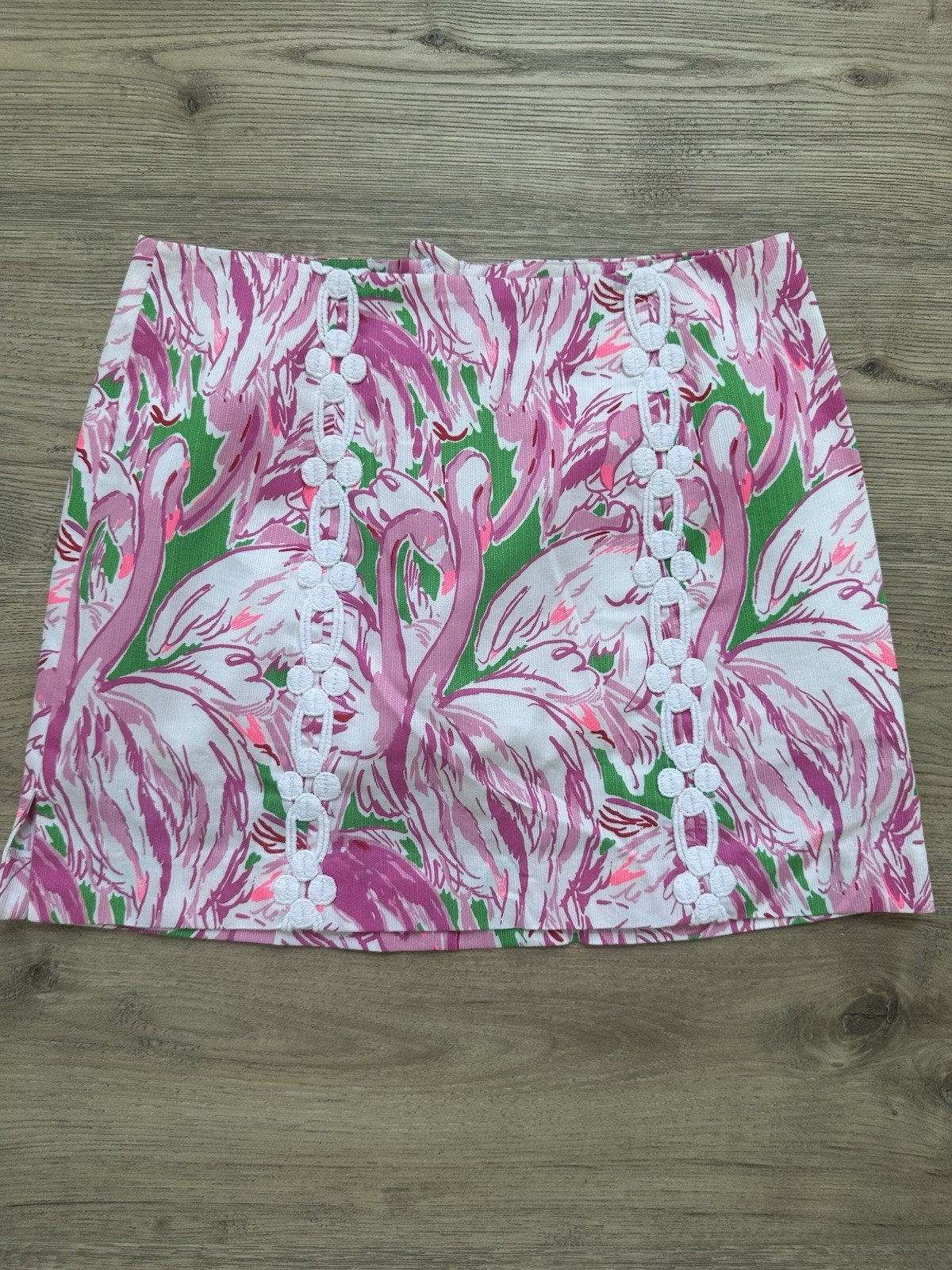 Lilly Pulitzer Women’s Pink Floral Mini Skirt Lined Stretch Embroidered Zip 2