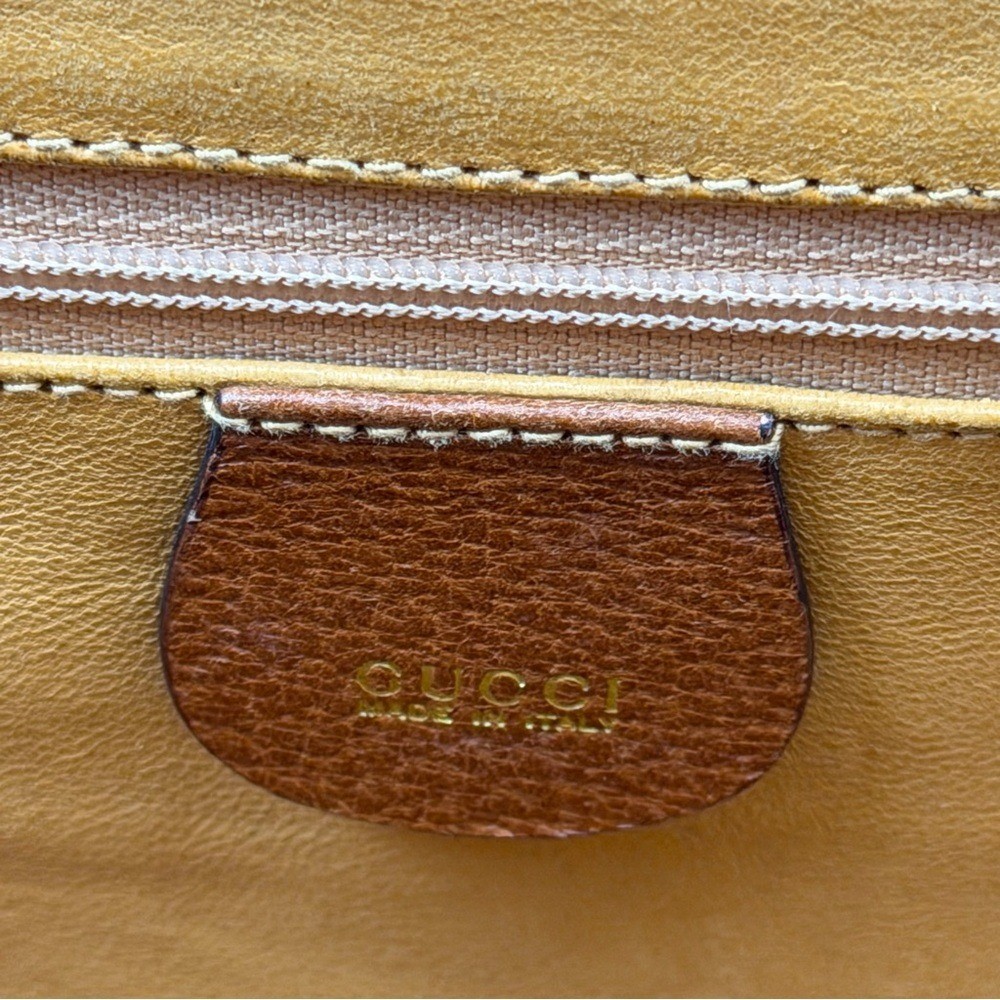 Gucci Vintage Large Bamboo Handle Leather Tote Bag Brown Diana Bag