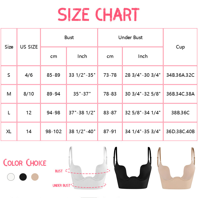 Push Up Bra Backless Women Low Cut Plunge Invisible Seamless Deep U Lingerie Hot