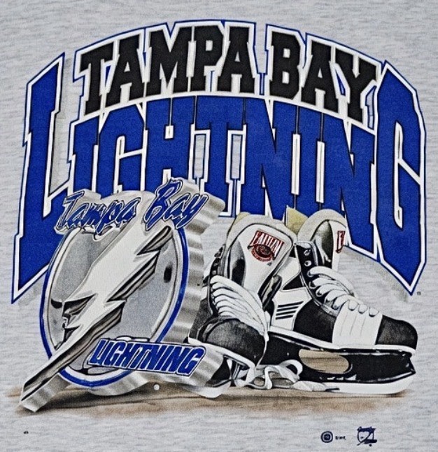 Vintage 90s Tampa Bay Lightning NHL Hockey Tour Champ XL Tag Rare T-Shirt