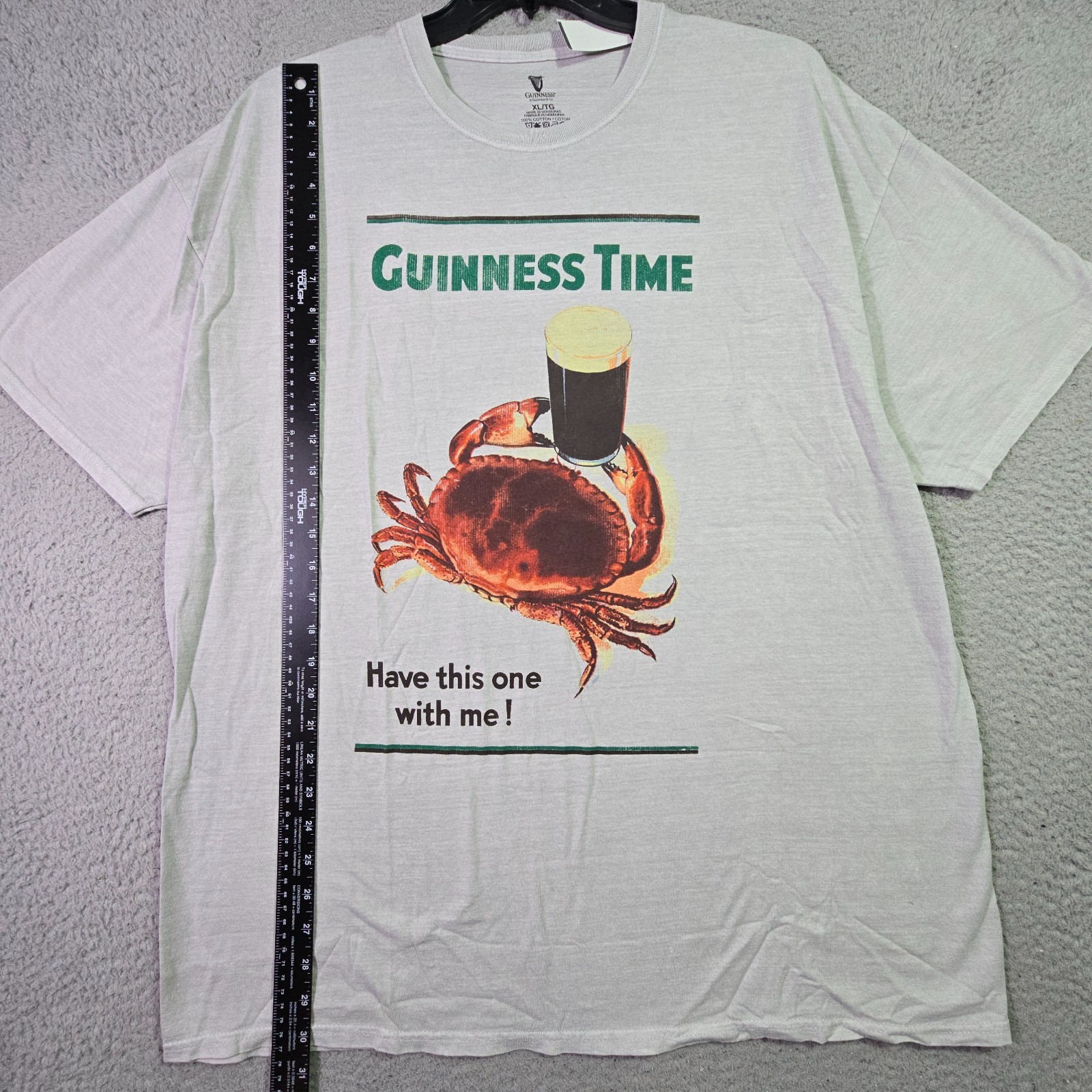 GUINNESS IRISH BEER SHIRT MENS XL Gray IRELAND Distressed Crab Brew CASUAL NWT