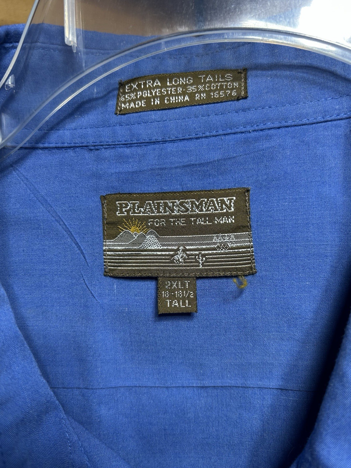 Plainsman 2XL Pearl Snap Short Sleeve Blue Western Shirt