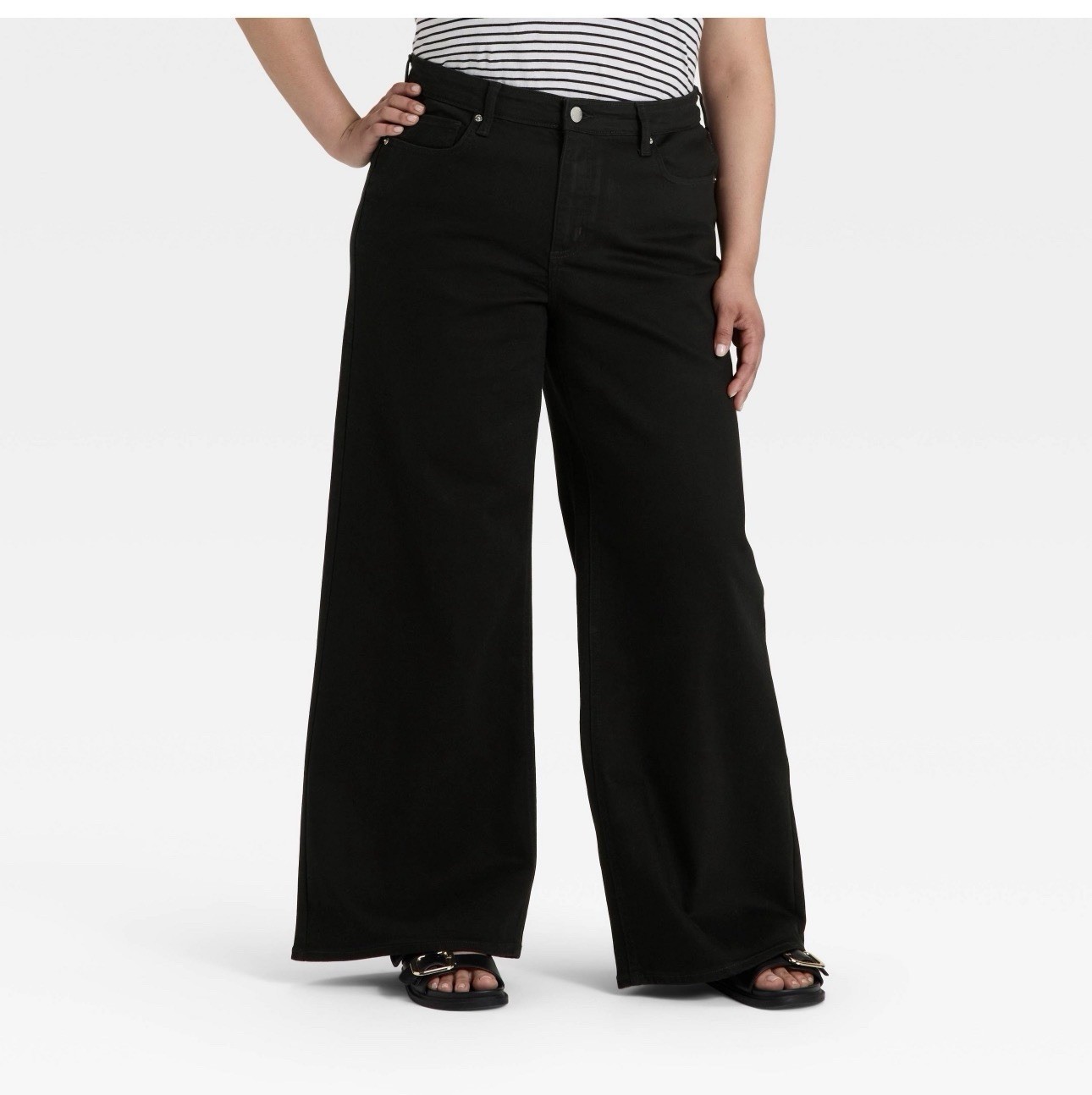Women’s High-Rise Wide Leg Jeans – Universal Thread™ Black Wash, Size 24