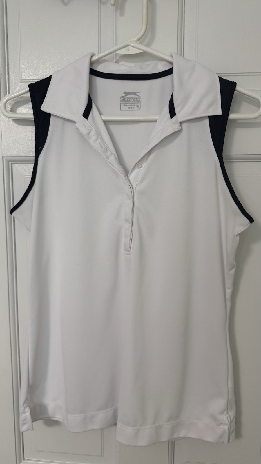 Women’s White Black Trim Slazenger Sleeveless Top Golf Tennis Size M