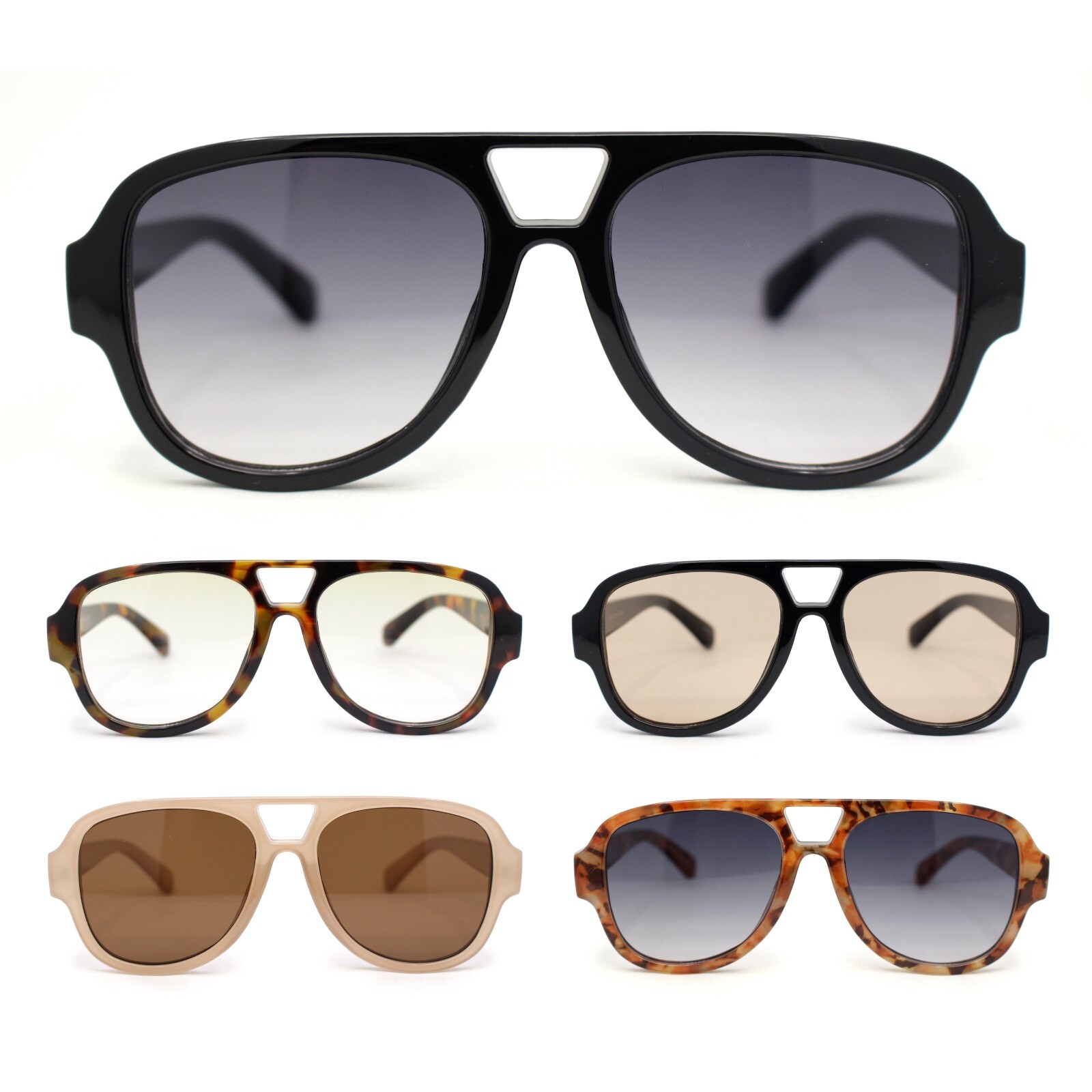 Mens Retro Thick Plastic Flat Top Racer Mafia Sunglasses