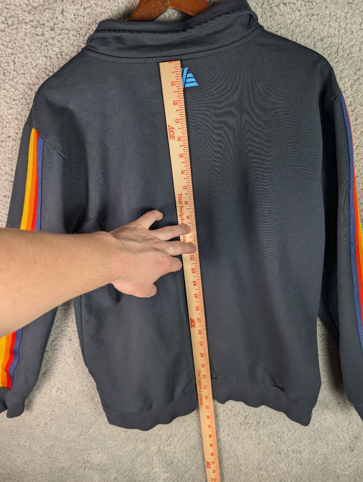 ALDI Pullover 1/4 Zip Large Mock Neck Logo Rainbow Long Sleeve