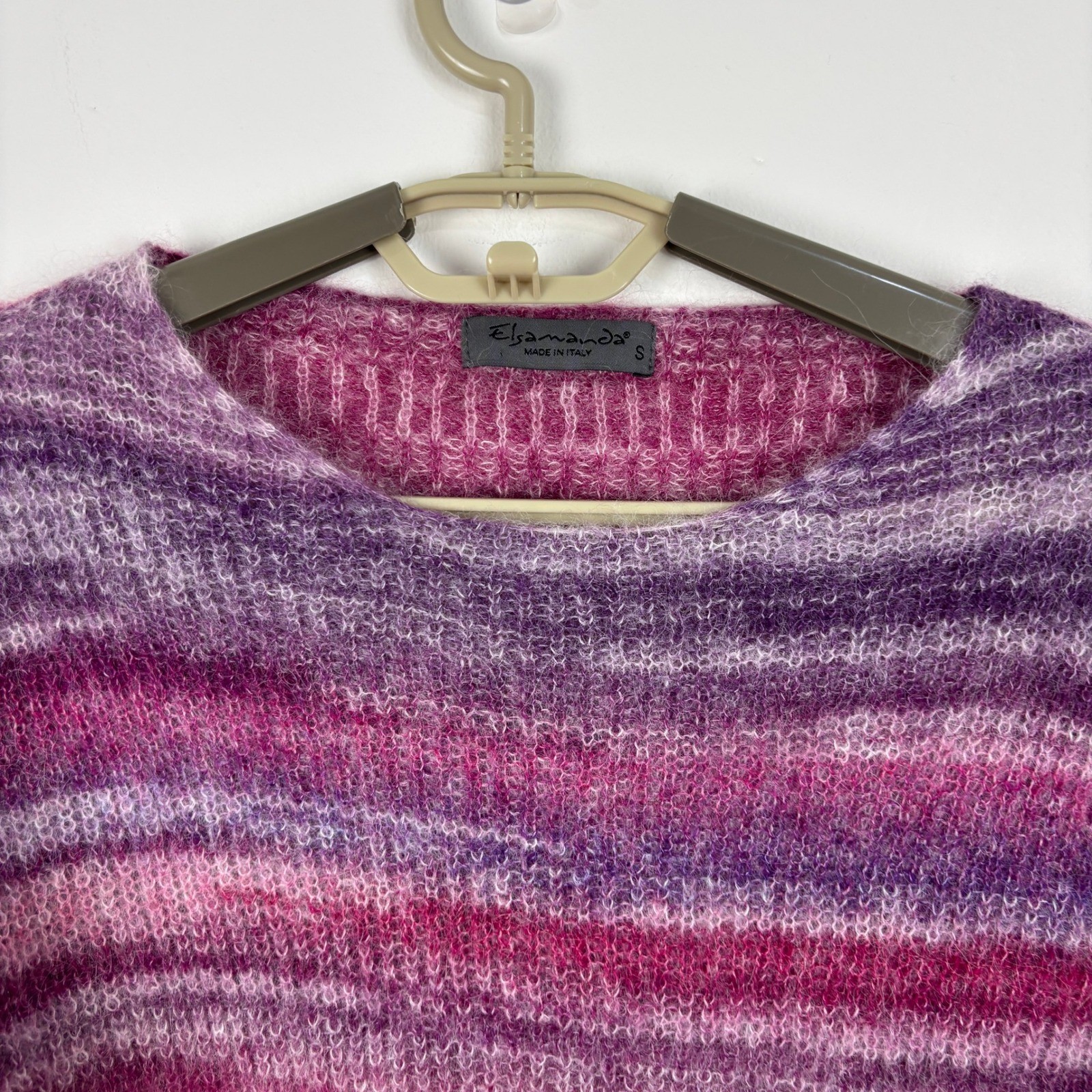 Elsamanda Italy Mohair Alpaca Blend Striped Sweater Purple Pink Ombre Small