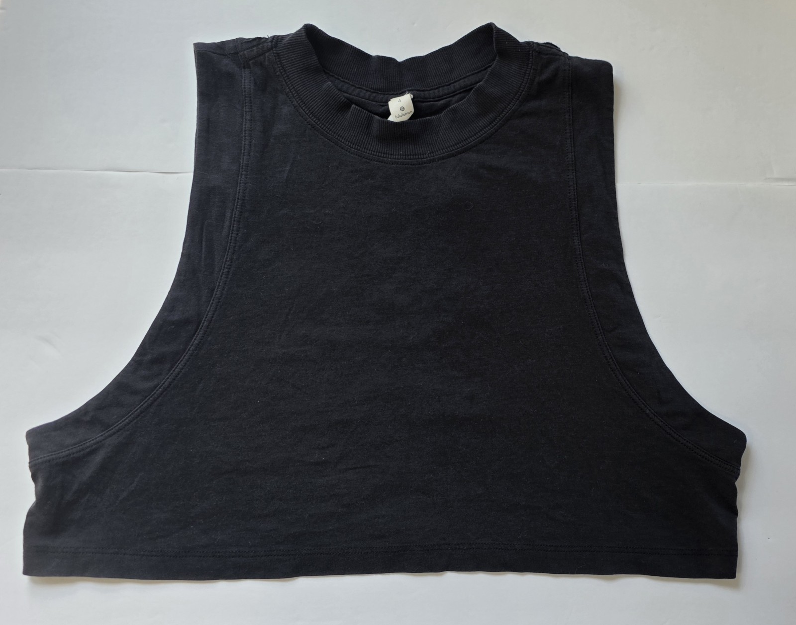 ​Lululemon Women’s Black Mock Neck Crop Tank Top Muscle Tee Athletic Yoga Size 4