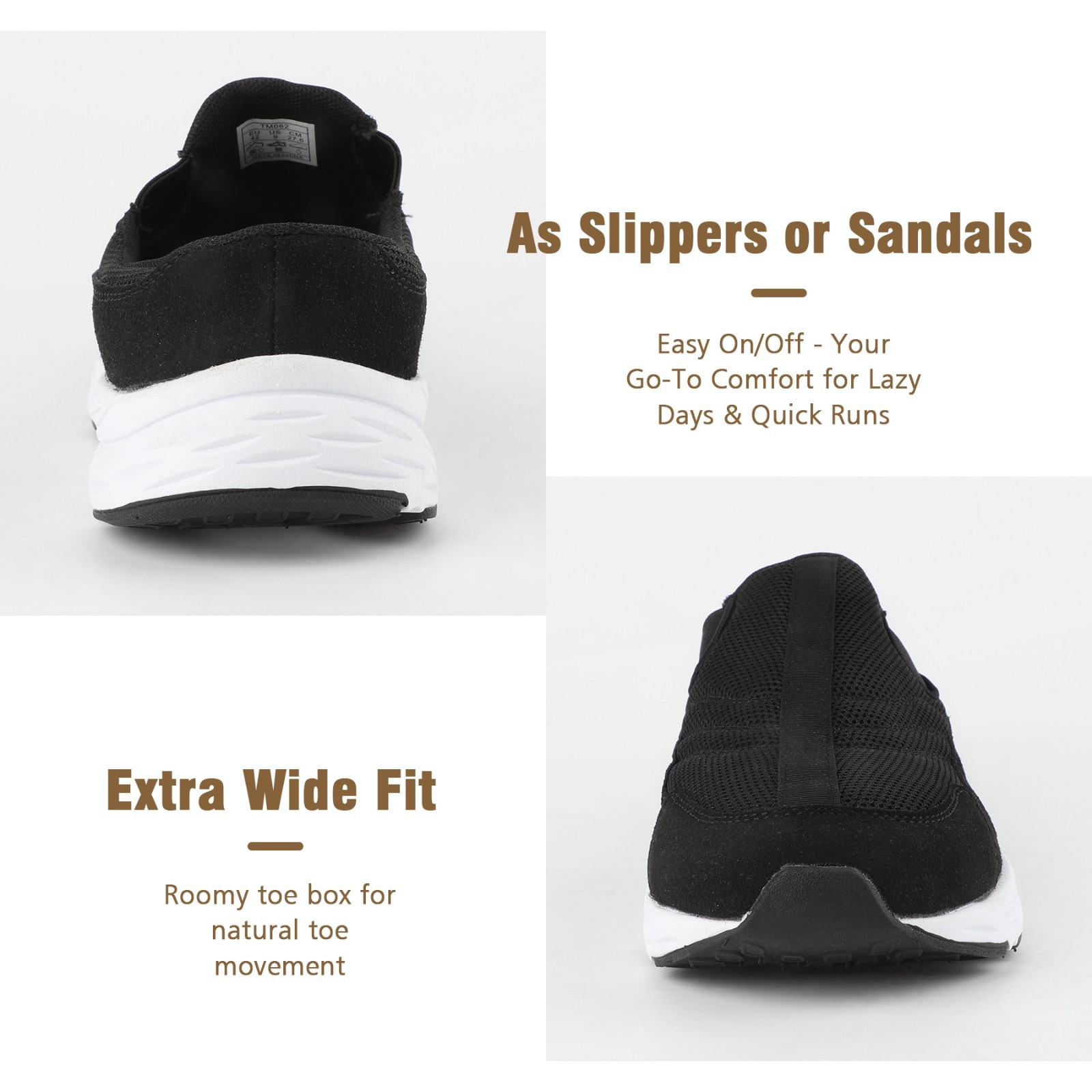 Men’s Slip-On Mules | Indoor/Outdoor All Seasons Wide Slippers Lightweight