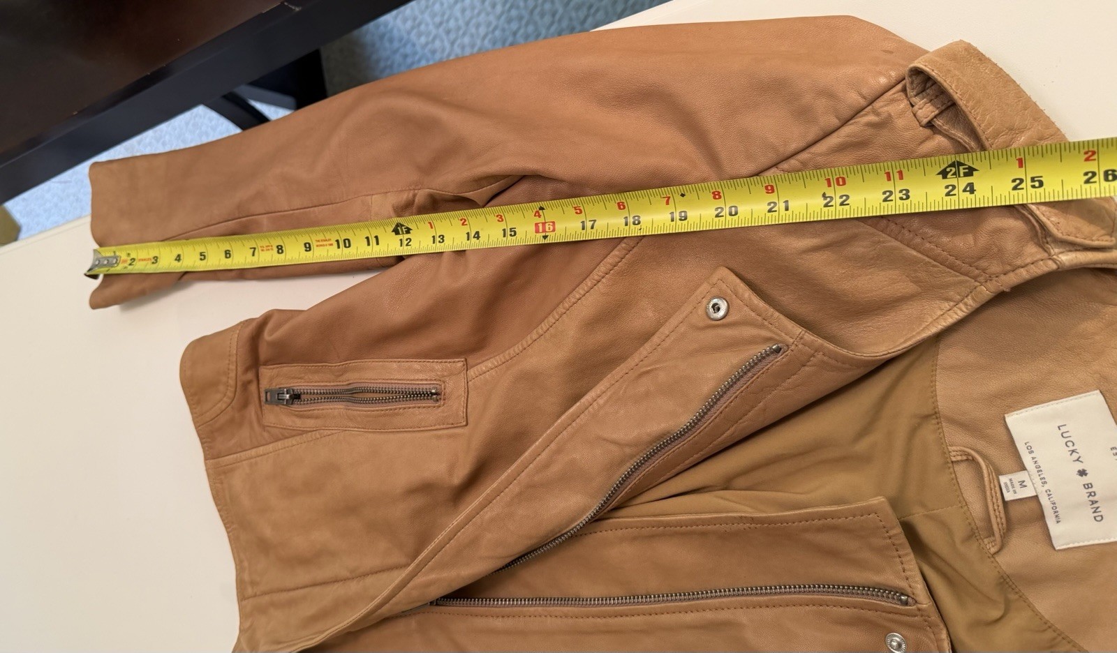 Lucky Brand 100% Leather Motorcycle Jacket Womens Size M Tan Brown
