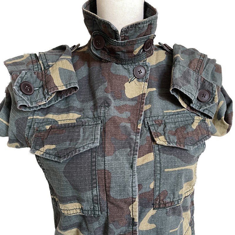 MADEWELL Camo Military Cargo Utility Jacket Green Khaki Size XS Cotton