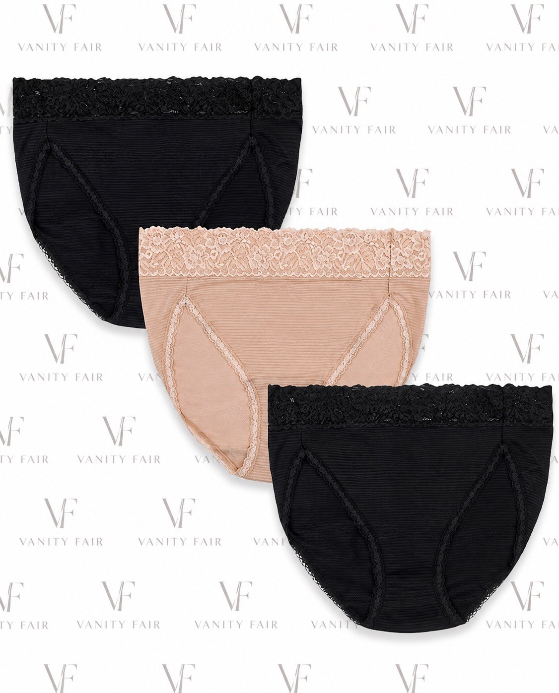 New Vanity Fair Radiant Collection Light & Luxe Hi-Cut Panties 3 Pack, Size 5XL