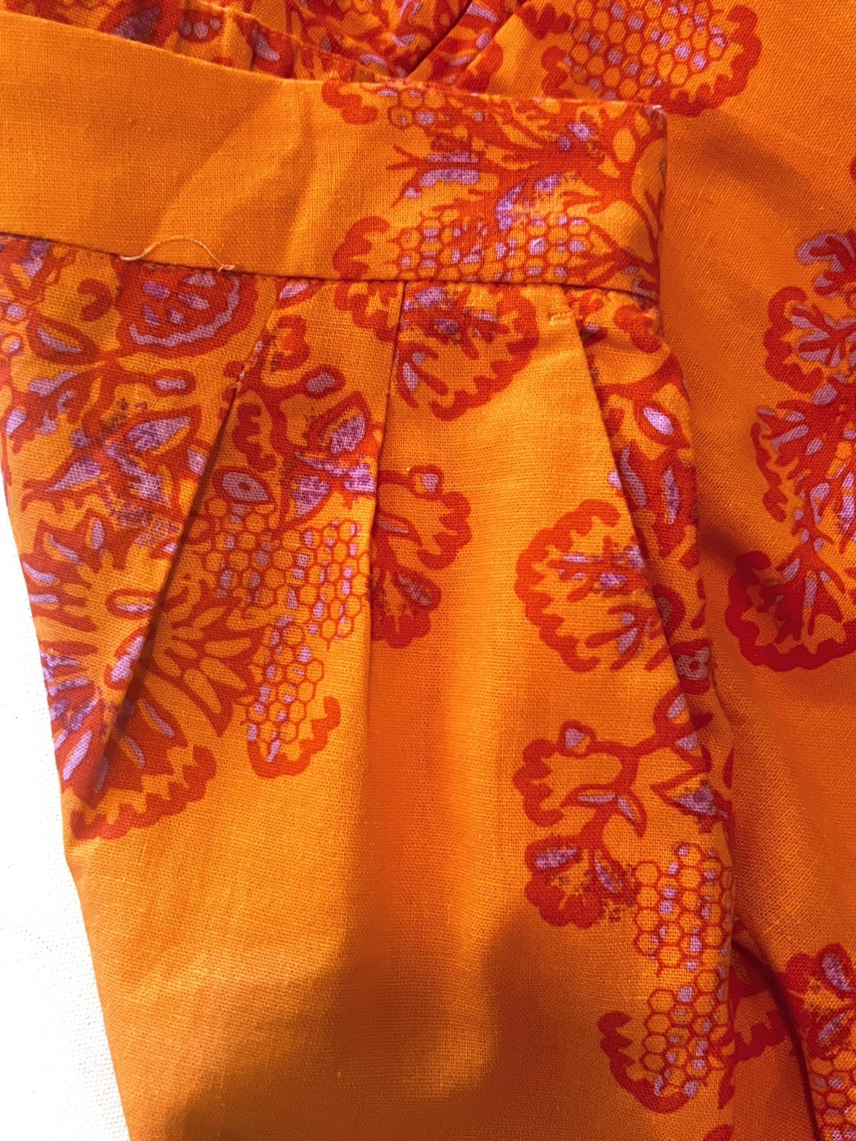 Caroline Constas Wide Leg High Waist Linen Pants Sz Medium Orange Purple Paisley