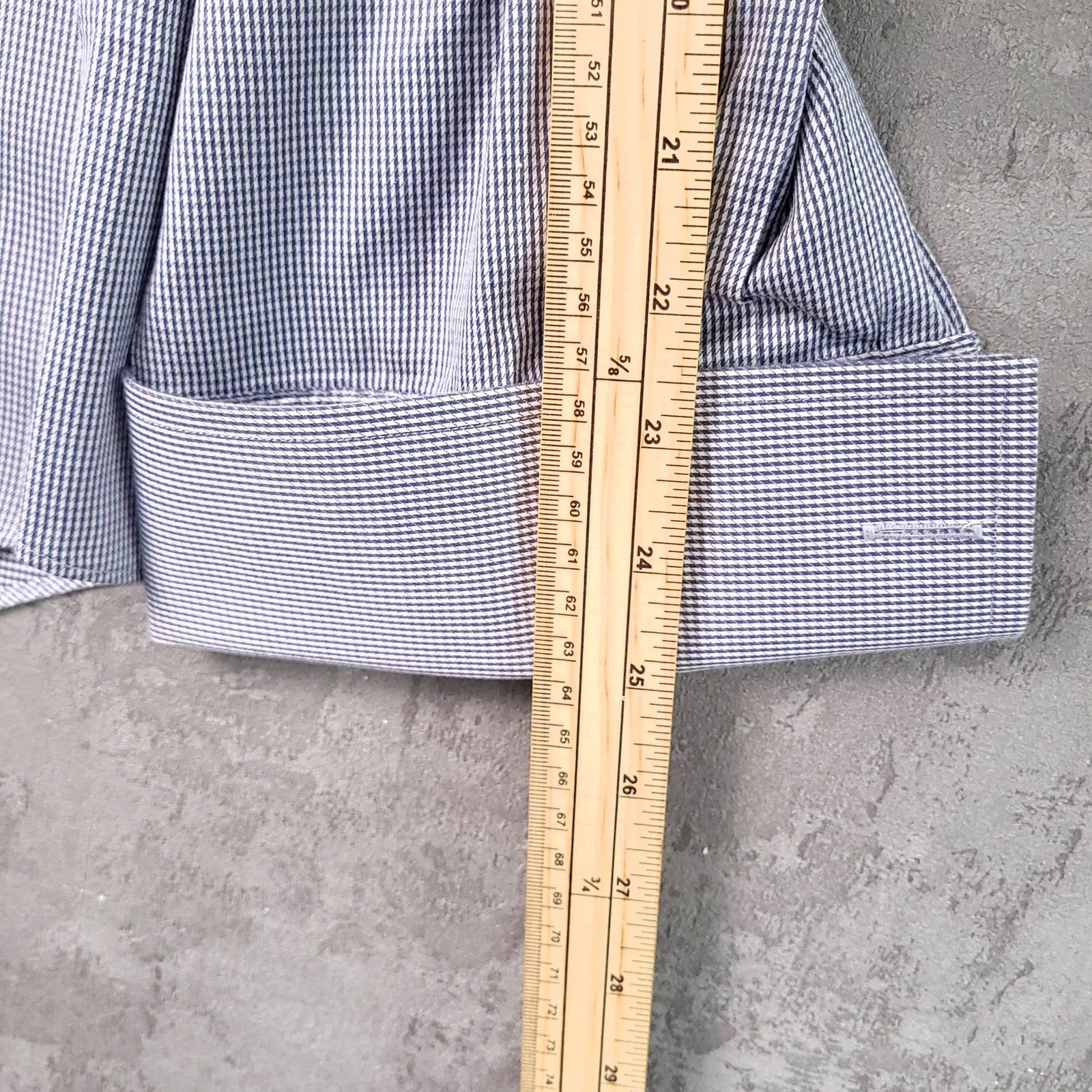 Charles Tyrwhitt Shirt Mens 15 Extra Slim Fit Blue Check Non Iron Double Cuff