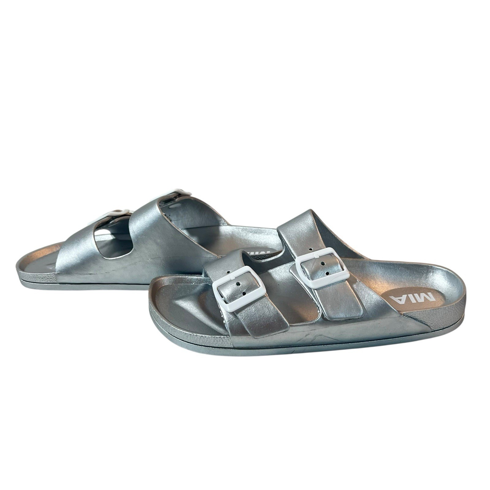 Mia Jasmine Silver Sandals Slides Womens