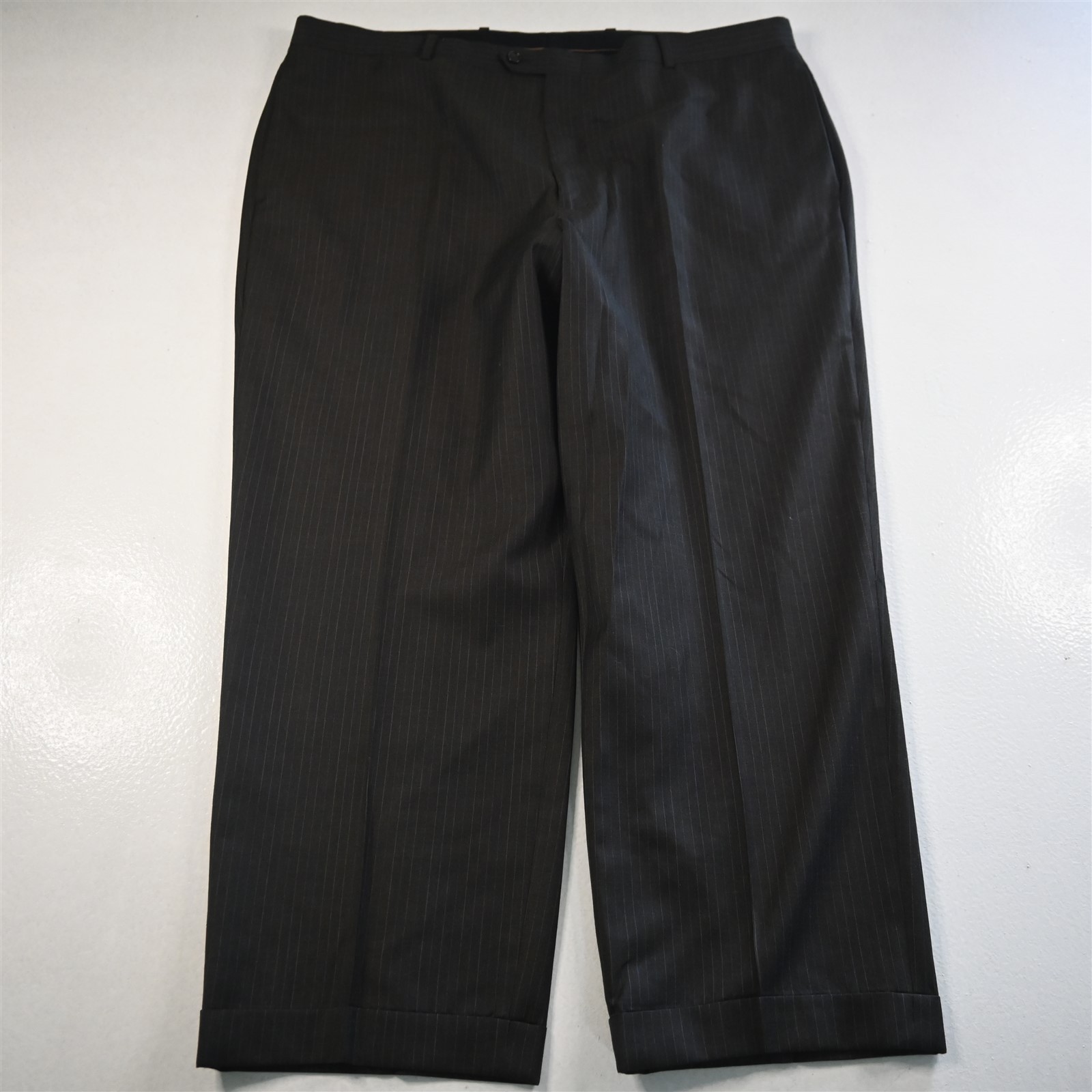 Vitale Barberis 48R 40×29 Brown Striped Super 110s Wool Mens Jacket Pants Suit