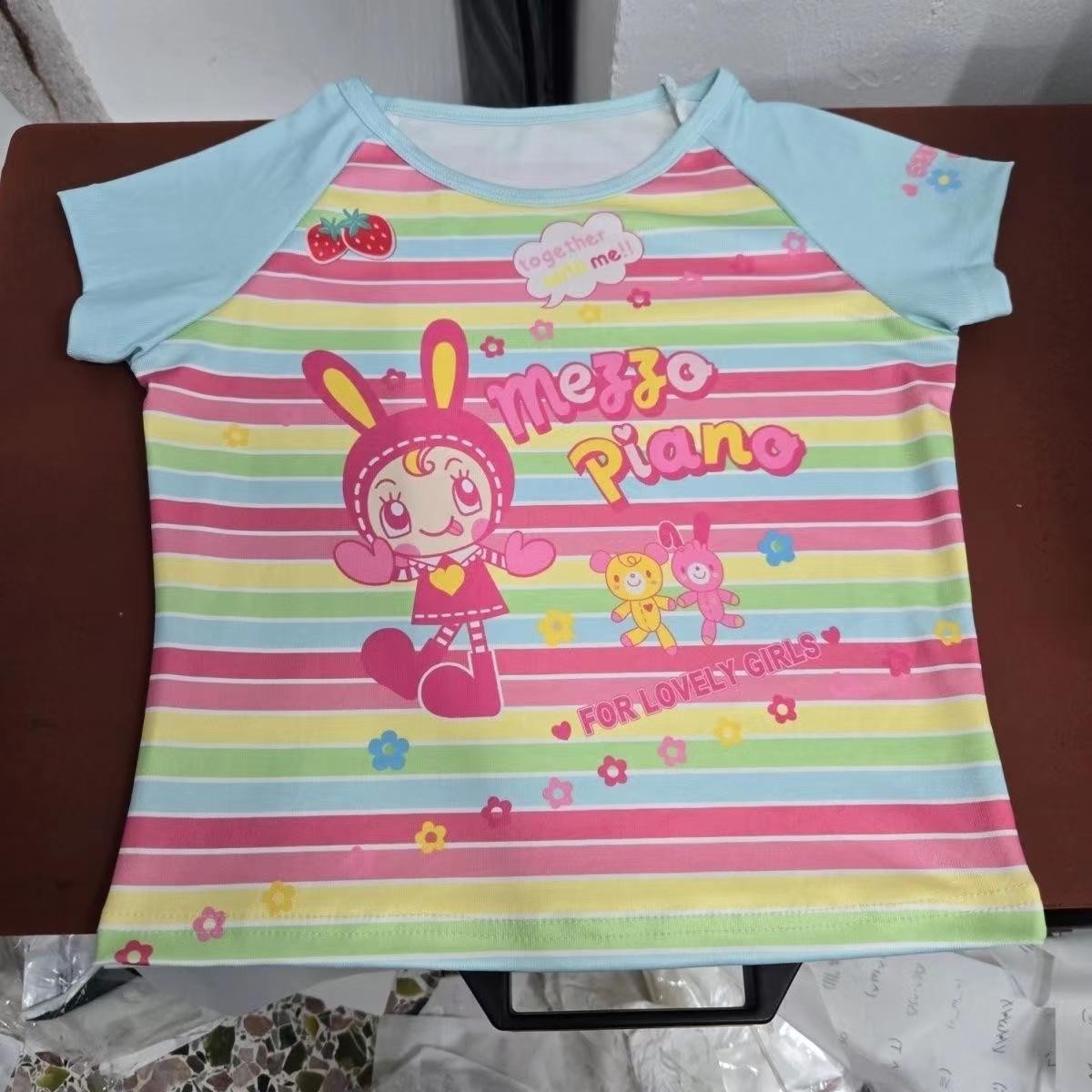 Japanese Sweet Kawaii Cartoon Polka Dot Print T-shirt Women Loose Casual