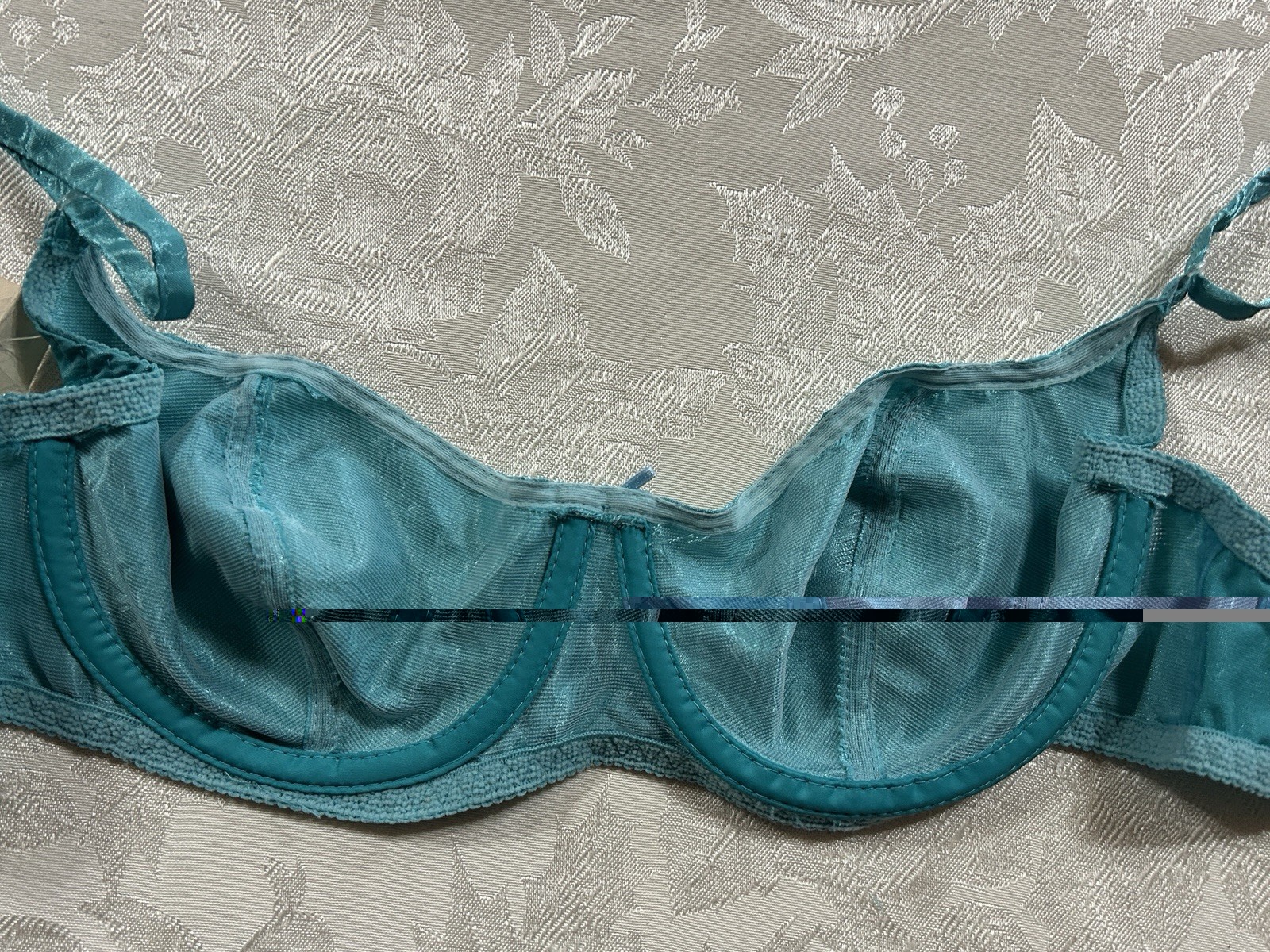 NWT Vtg NO EXCUSES Floral Shiny Satin 36C Bra Sz 7 Hi-Cut Panties Set