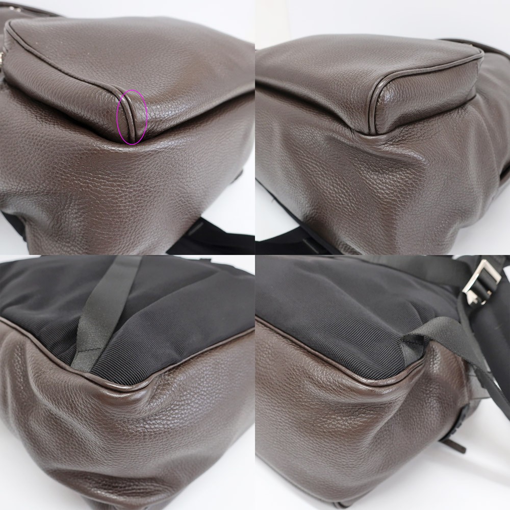 TOD’S Brown Leather Backpack Rucksack Italian Genuine Leather #M-4435