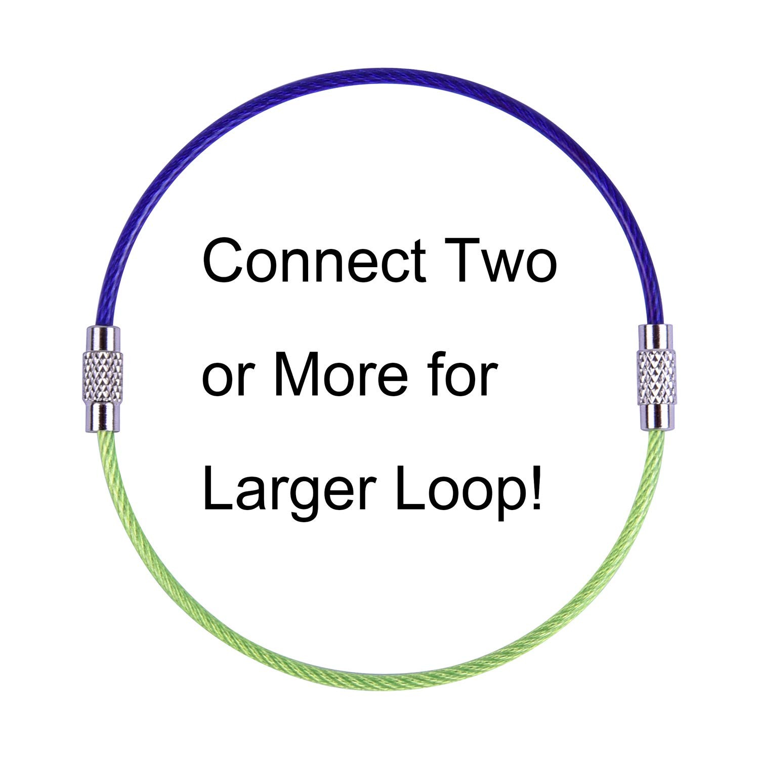 20 Pack 4.3 Inch Multicolor Stainless Steel Wire Ring Cable Loop Rings for Tags