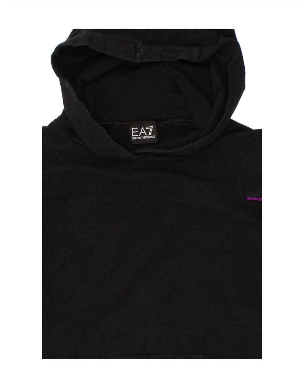 EMPORIO ARMANI Womens Hoodie Jumper UK 12 Medium Black Cotton C002