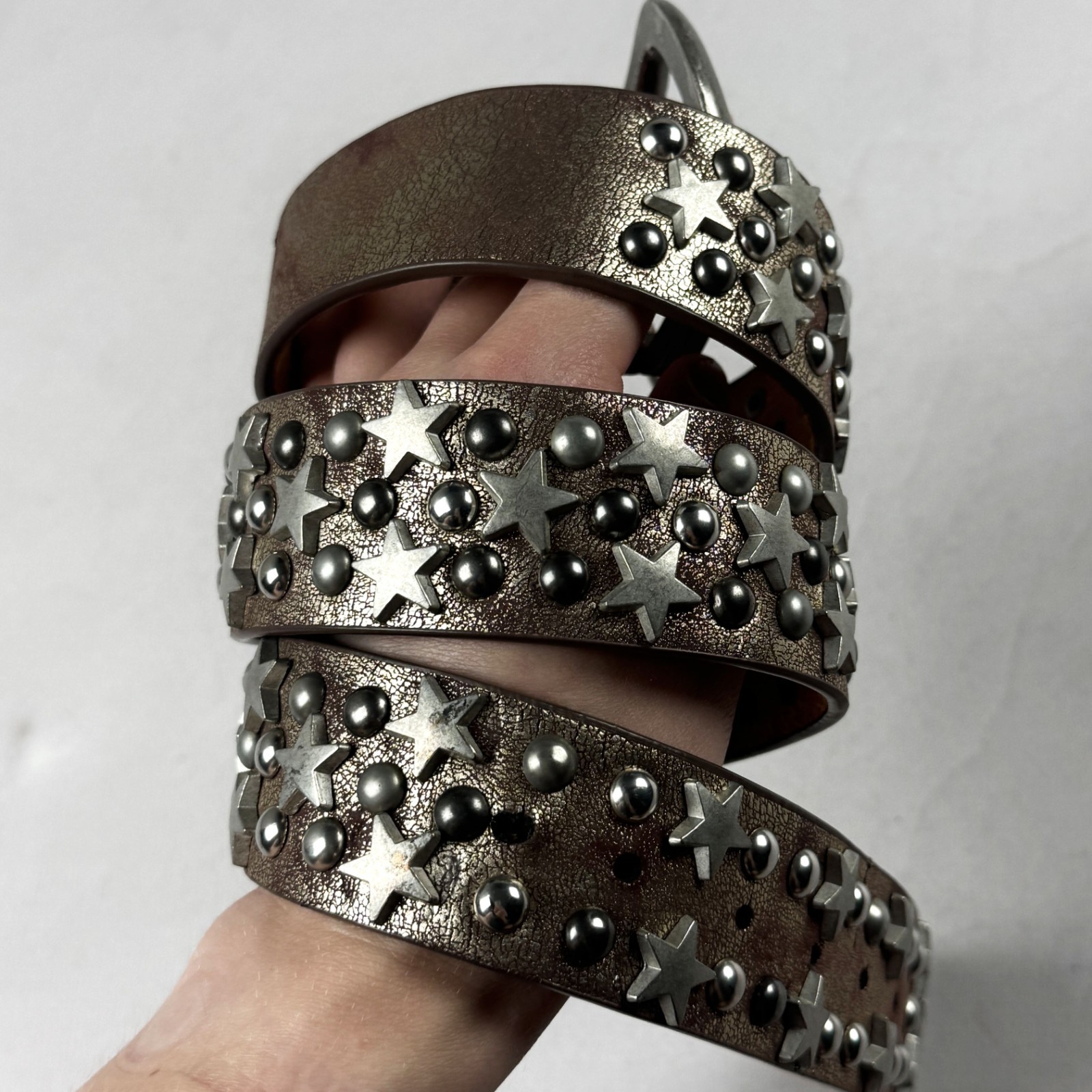 Y2K Genuine Leather Studded Star Belt Punk Rock Y2K Gothic Biker Unisex Vintage