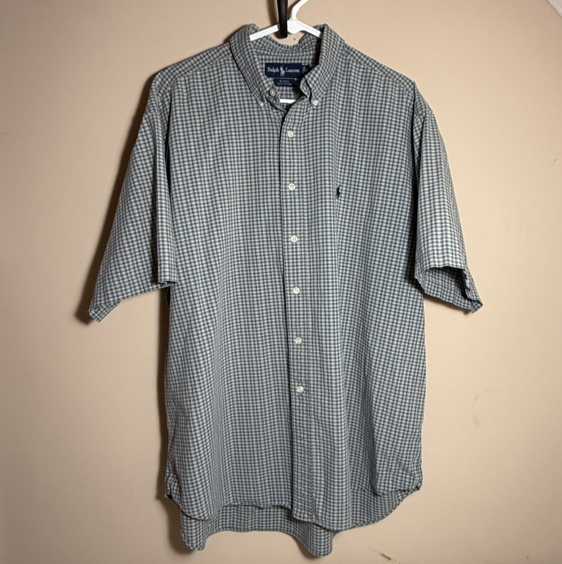 Polo Ralph Lauren Short Sleeve Button Front Shirt Green Plaid Men’s XL Blake