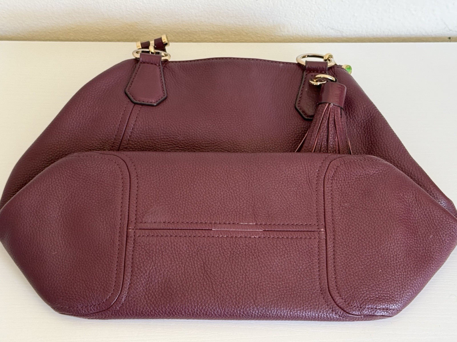 Michael Kors Burgundy Frances Pebbled Leather Shoulder Bag