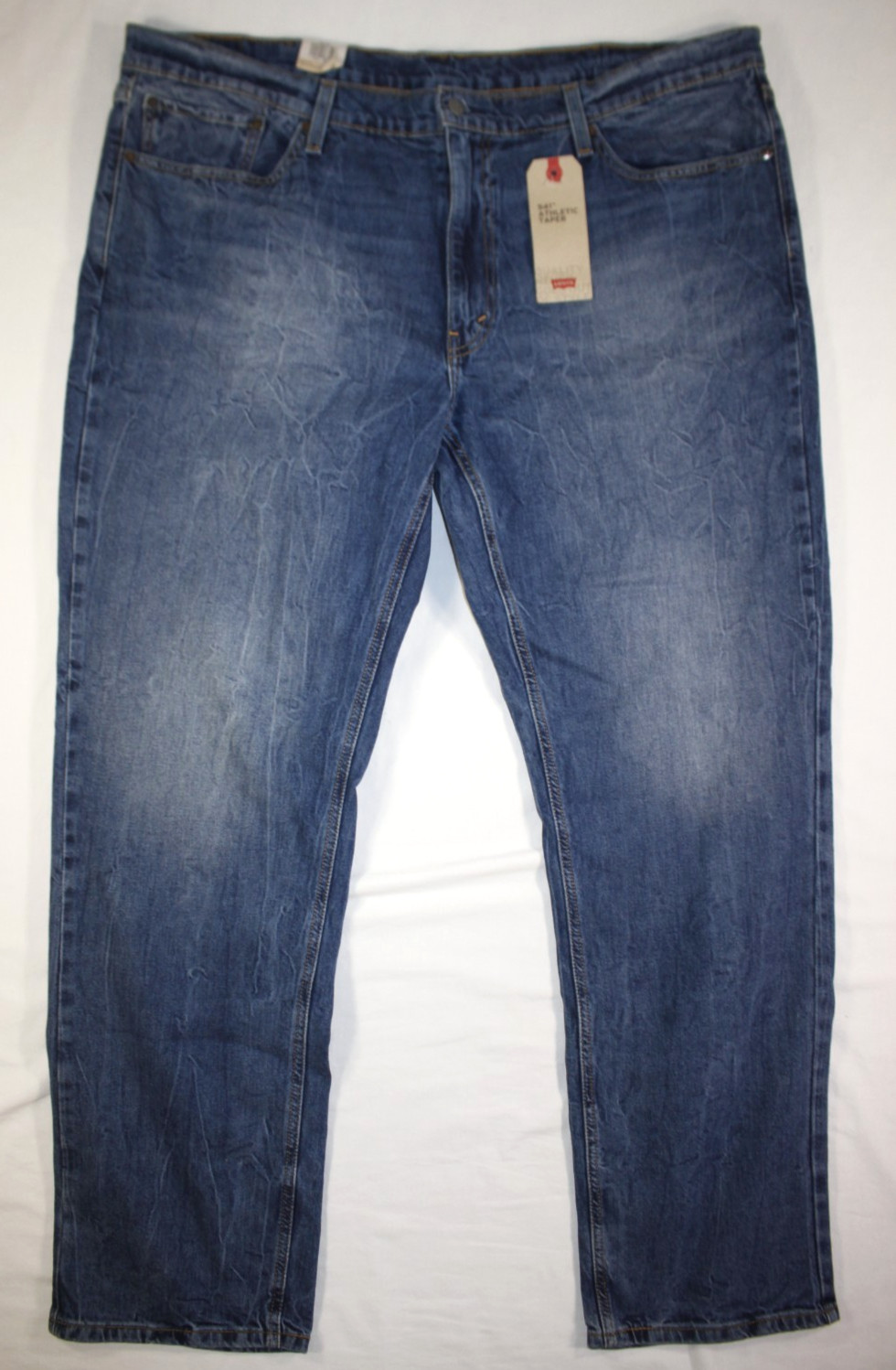 New Levi’s Jeans Men’s 44×34 Athletic Fit Taper 541 Stretch Distressed Med Wash