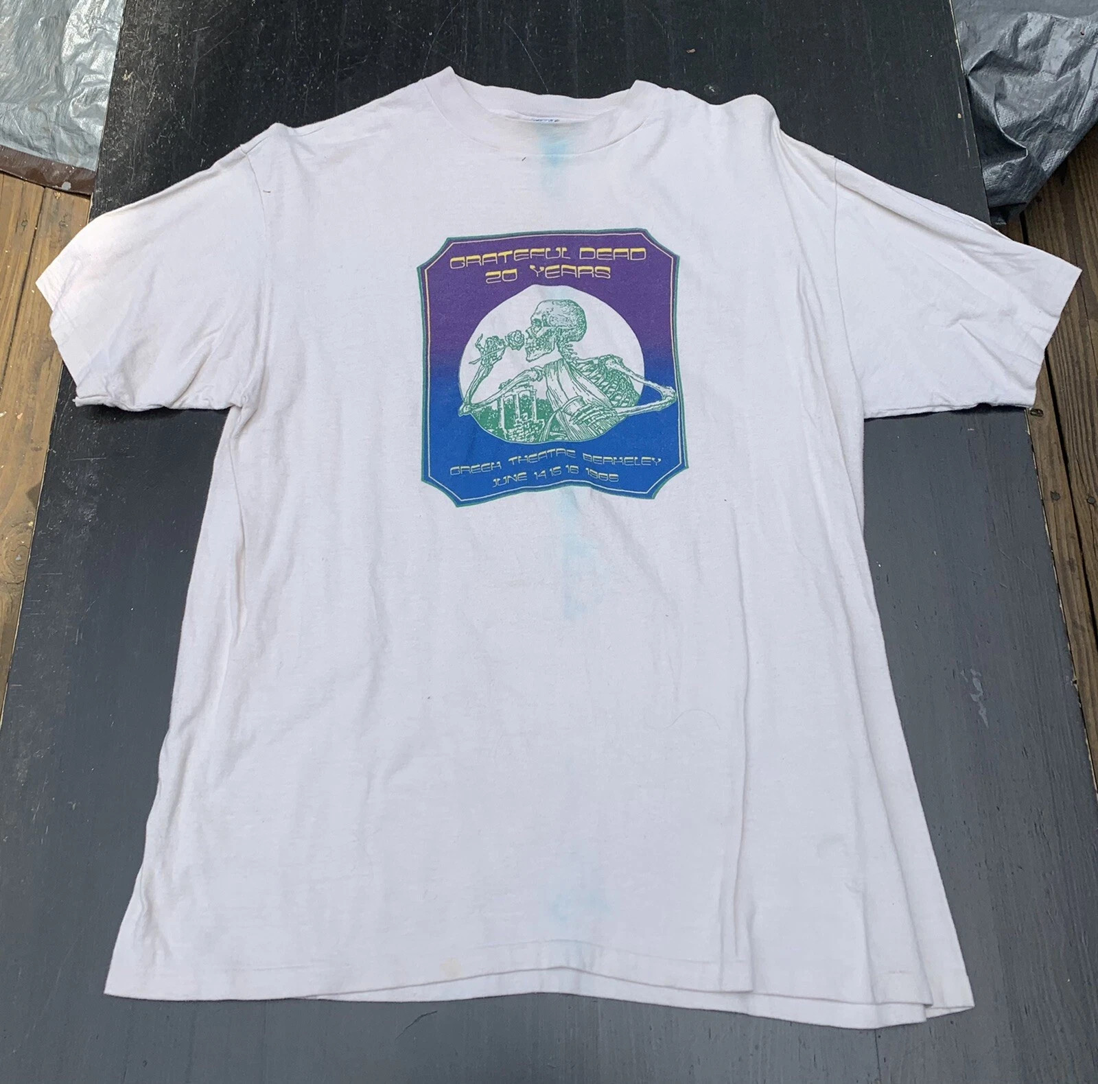 80s 1985 Grateful Dead T-Shirt White Greek Theatre Berkeley Thrashed BTH117