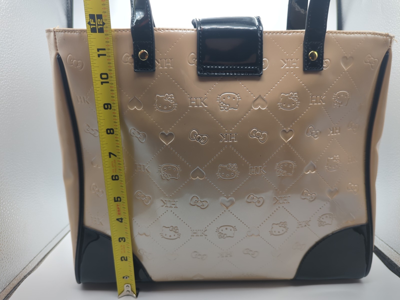 Rare Hello Kitty Champagne Embossed Pattern Square Tote