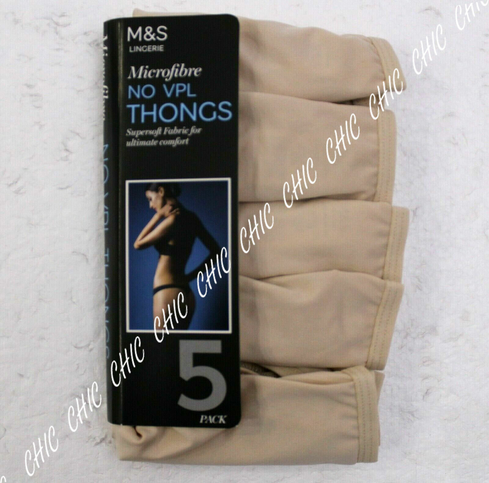 M & S Ladies 5 Pack Microfibre with Lycra Thongs Briefs Knickers Underwear
