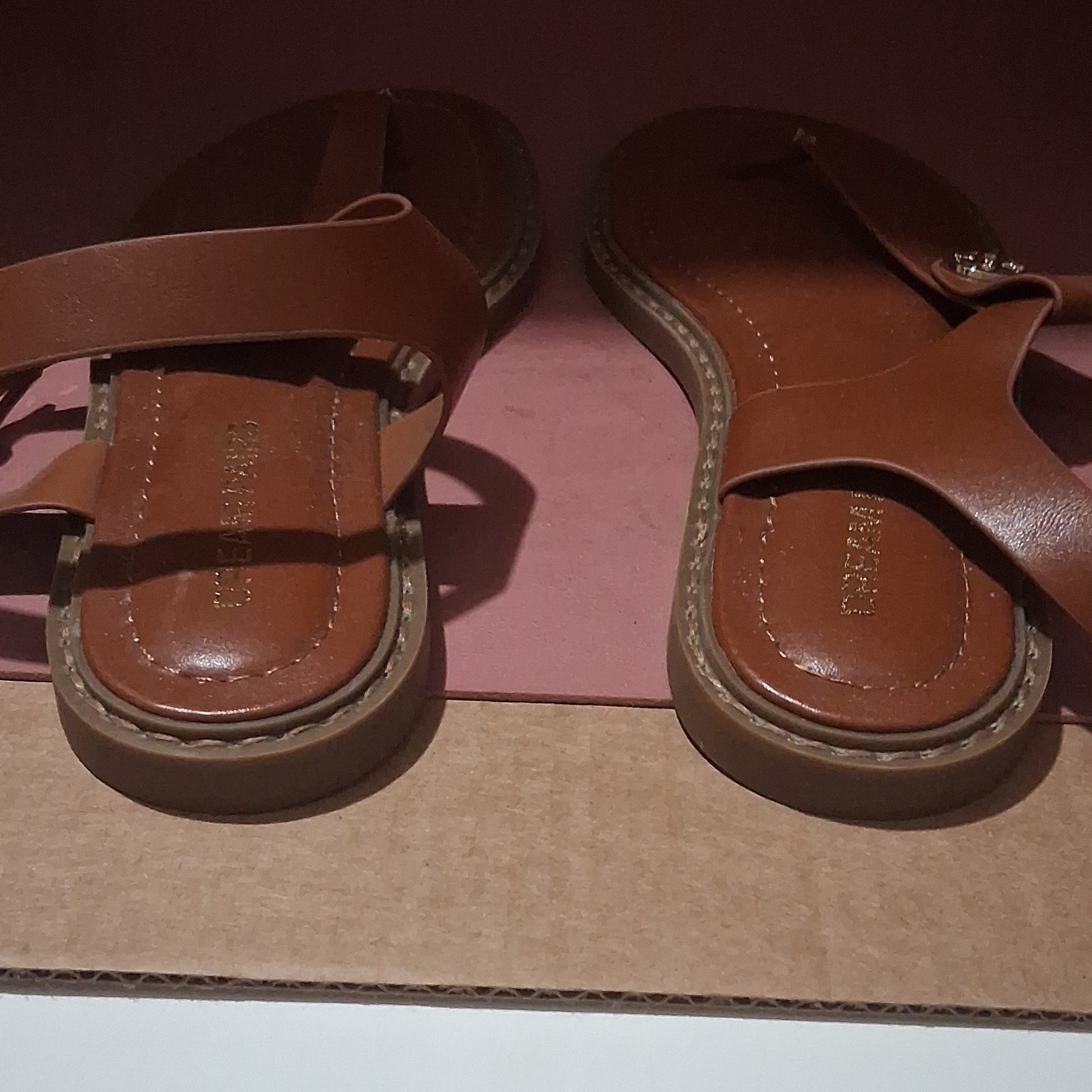 Dream Pairs Brown Strappy Flat Sandals Ankle Strap Buckle Women’s US 8.5