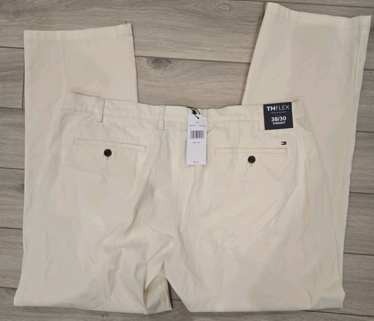 Tommy Hilfiger THFlex Men’s Light Beige Ivory Chino Pants 38/30 Straight NWT