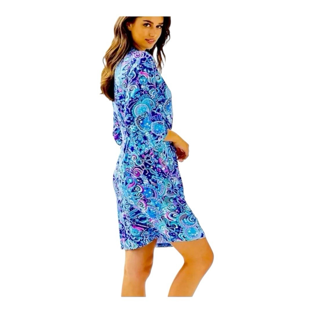 Lilly Pulitzer Lina Robe Sz S/M Lapis Lazulu Kosmic Kismet Jersey Knit
