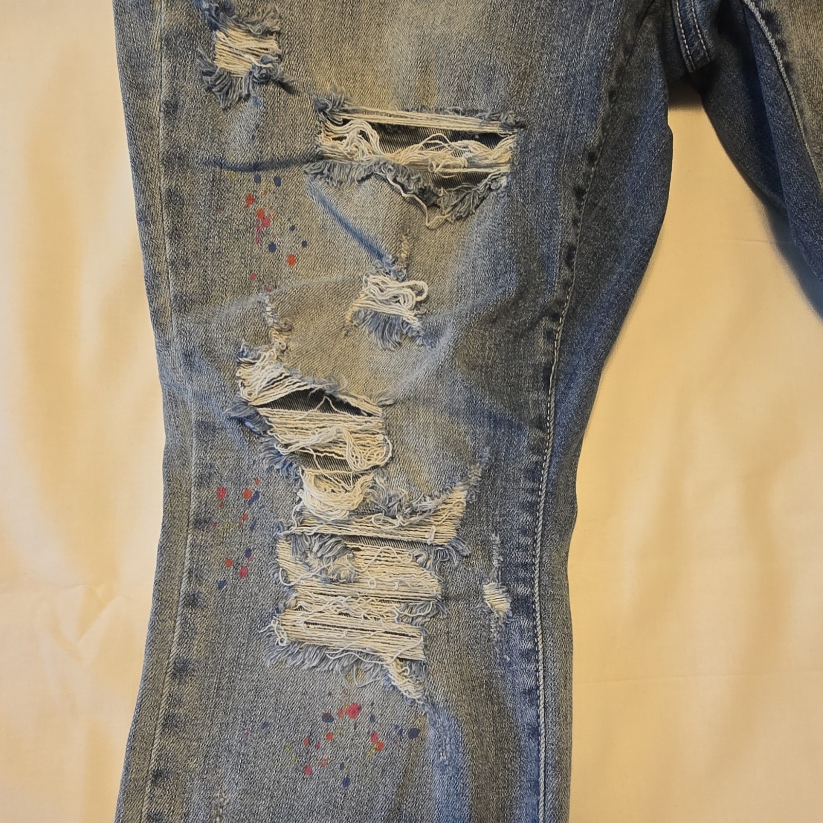 Judy Blue Jeans Boyfriend Fit Distressed Paint Spatter Light Wash Women 18W