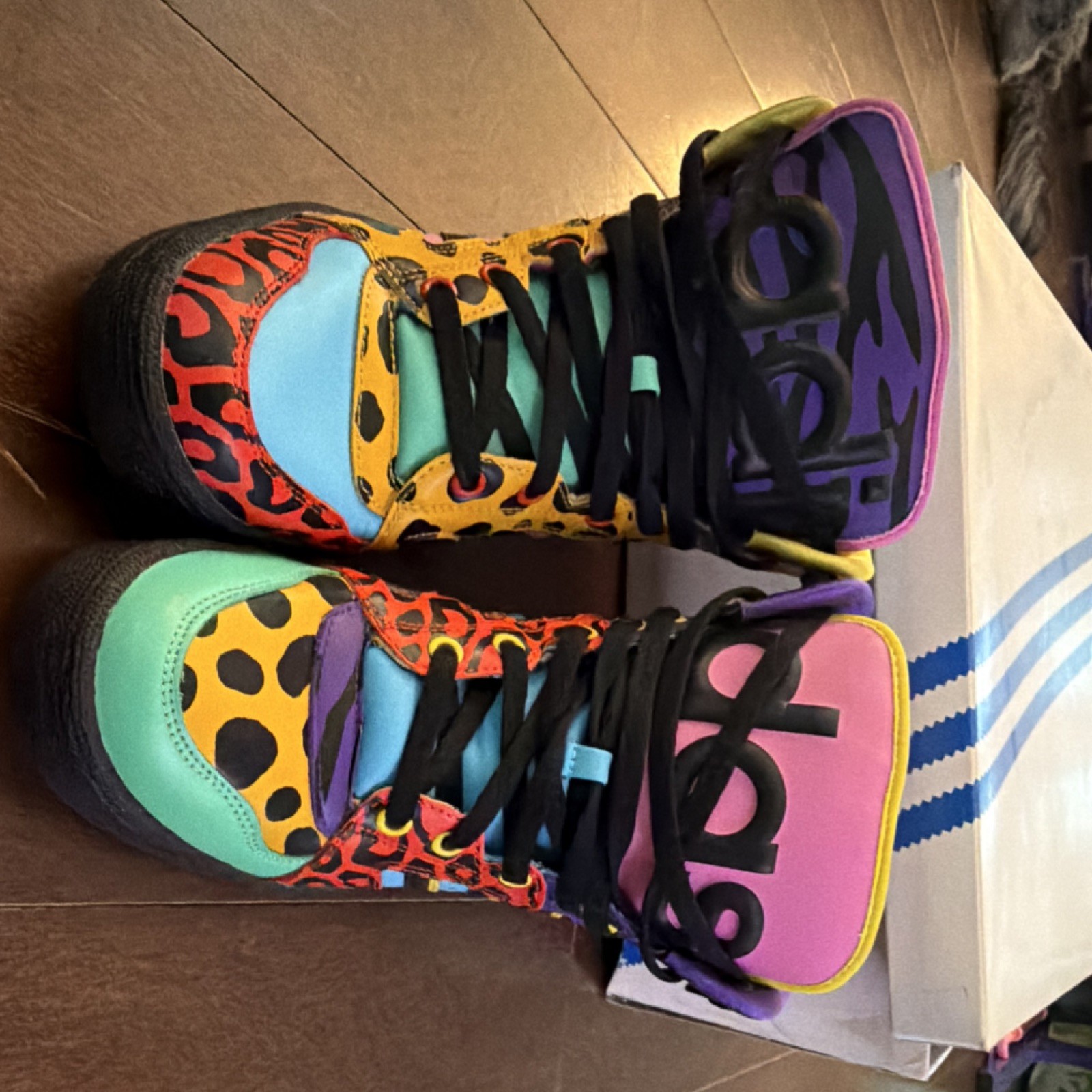 adidas Jeremy Scott Instinct High Top Sneakers Multicolor Animal Print Size 8