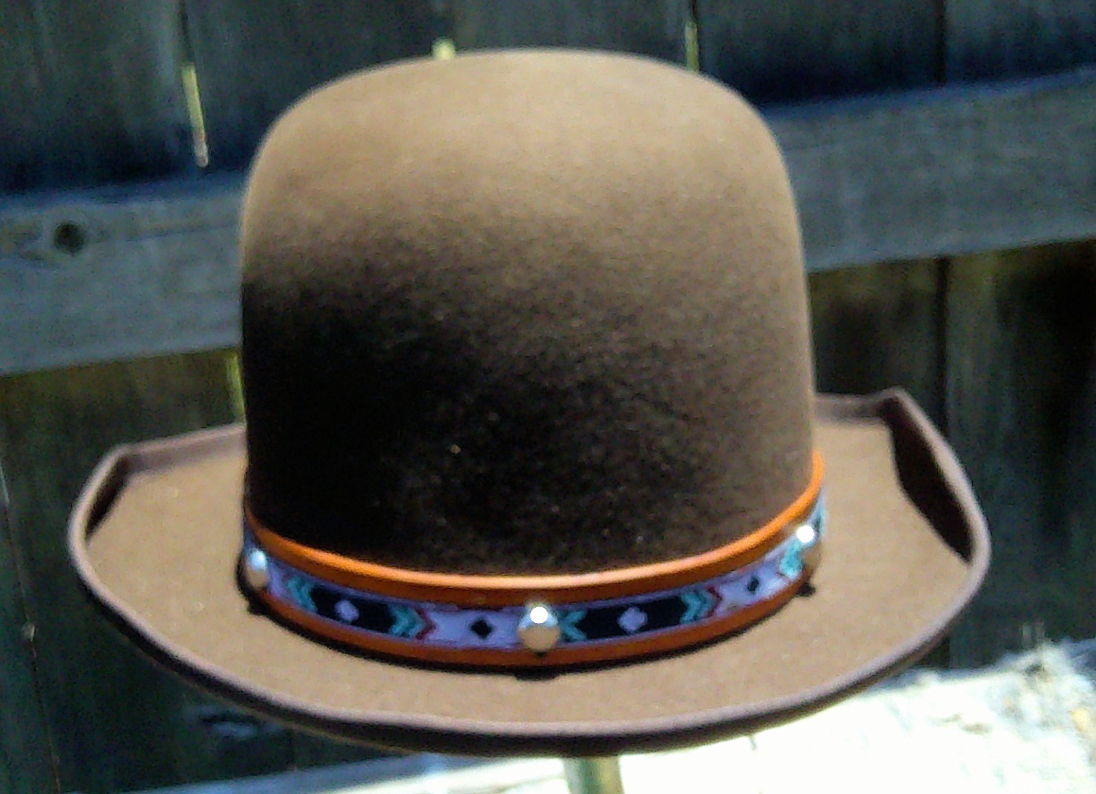 Derby, Bowler, Cowboy,Native,Stetsonian hat 7 1/2, Brown Felt, new