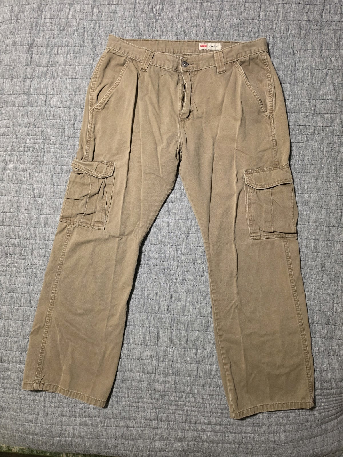 Wrangler Straight Fit 100% Cotton Cargo 34×30 Olive Green