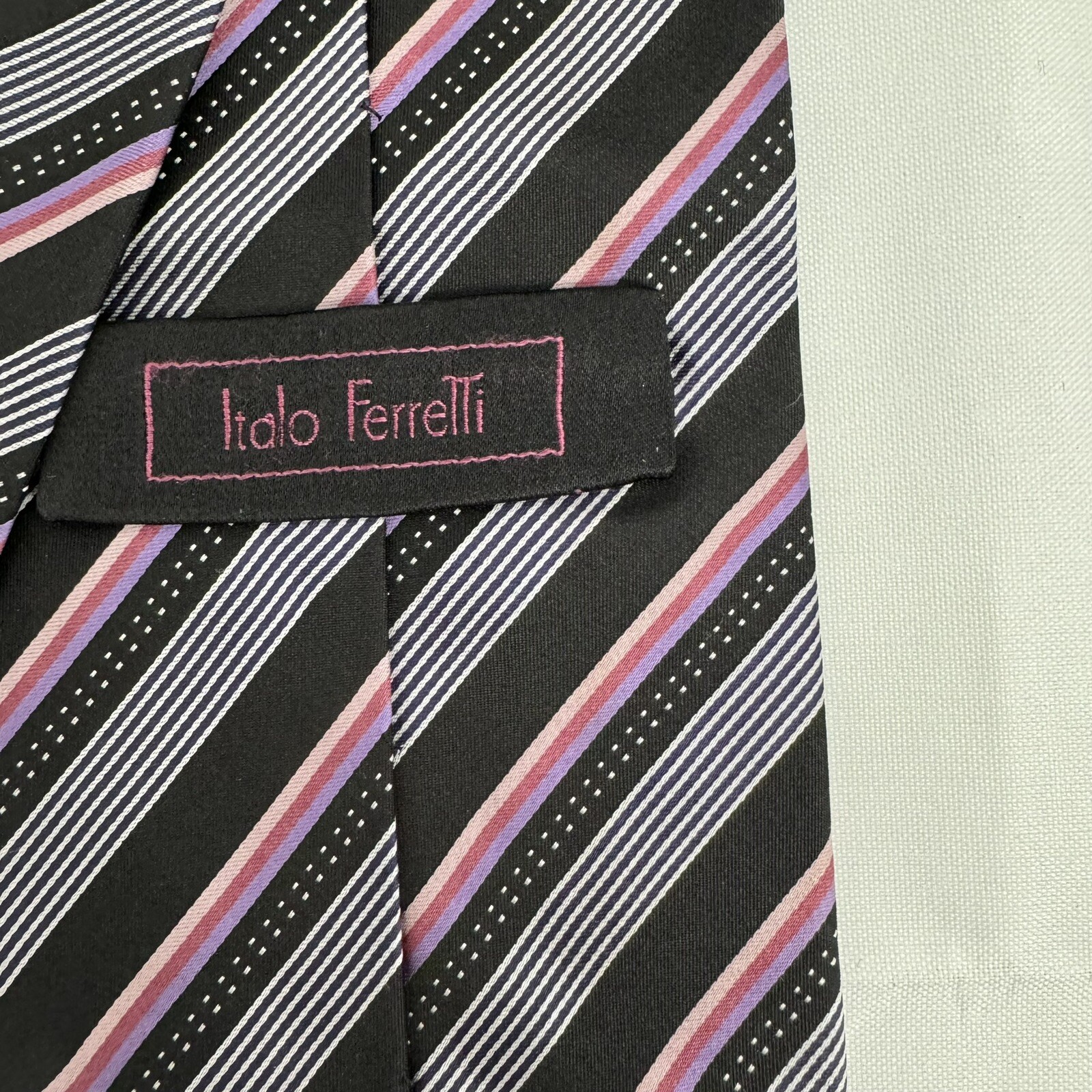 Men’s Italo Ferretti Silvi Marina Italian Necktie Striped Pois. N C002
