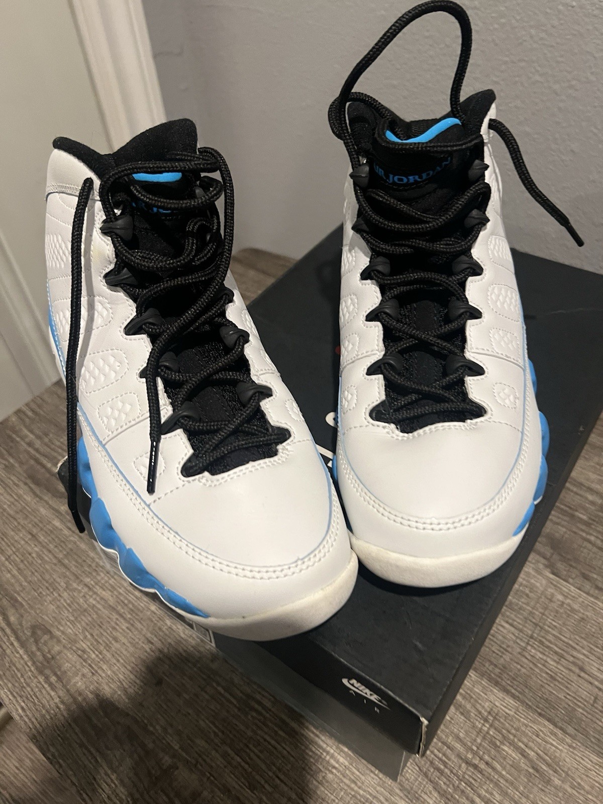 Jordan Air Jordan 9 Retro GS High Top Leather Sneaker 4Y White Black Blue