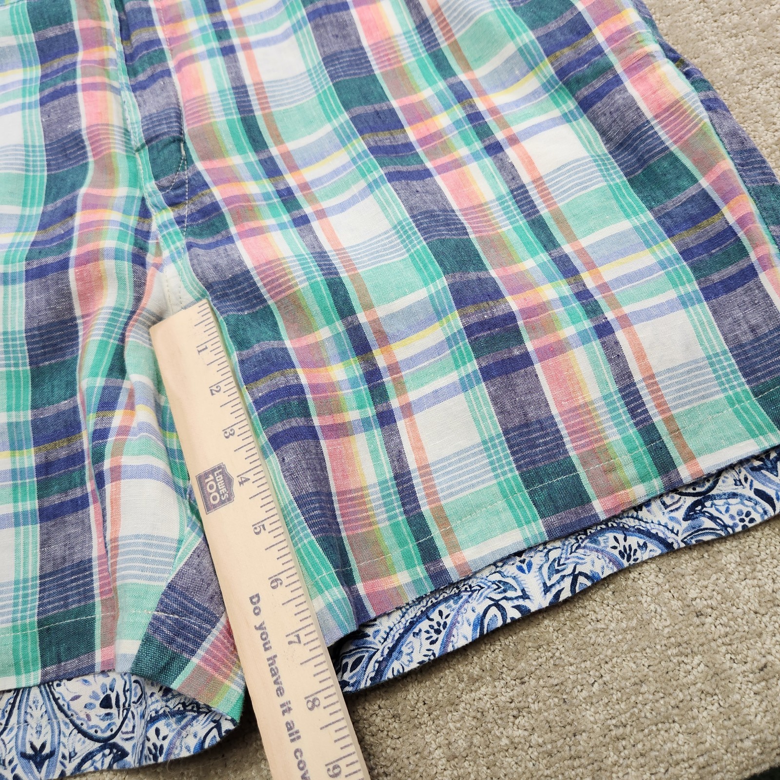 Tommy Bahama Shorts Men 40 Linen Paisley Plaid Reversible Chino Luxury Beach