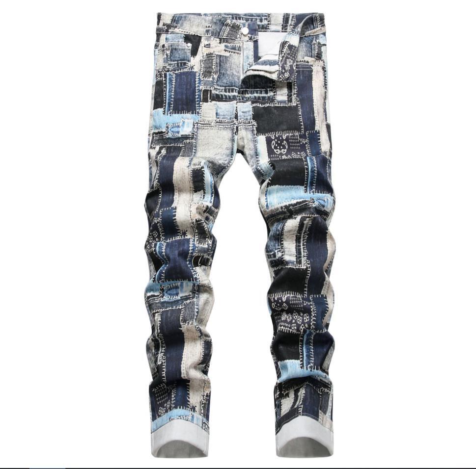 Men’s Straight Leg Casual Pants Patch Decor Straight Leg Punk Hip Hop Trousers