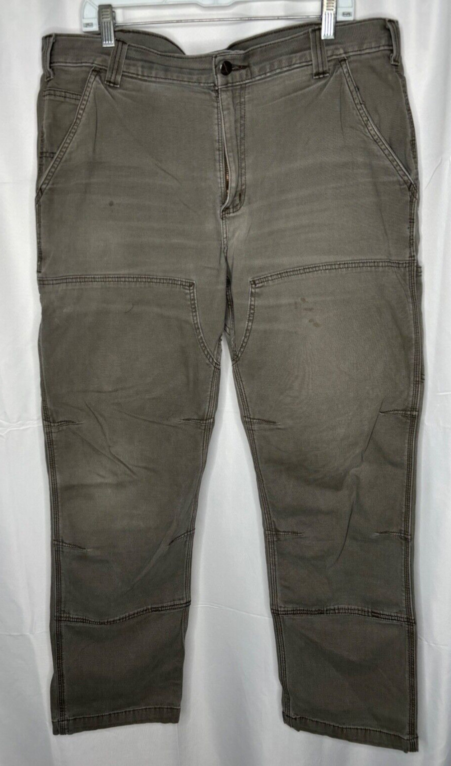 Carhartt Double Knee Work Pants 102802-217 Gray Relaxed Fit Flex Rugged 38 x 32