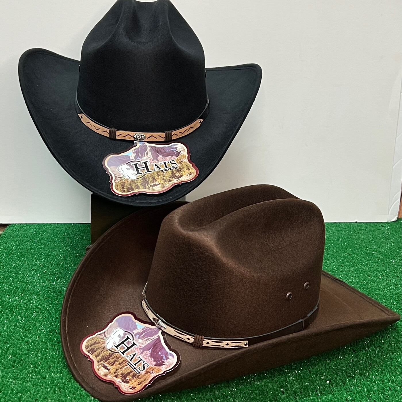 Men’s Black Faux Felt Western Cowboy Hat Tejana Sombrero Texana Vaquero Sinaloa