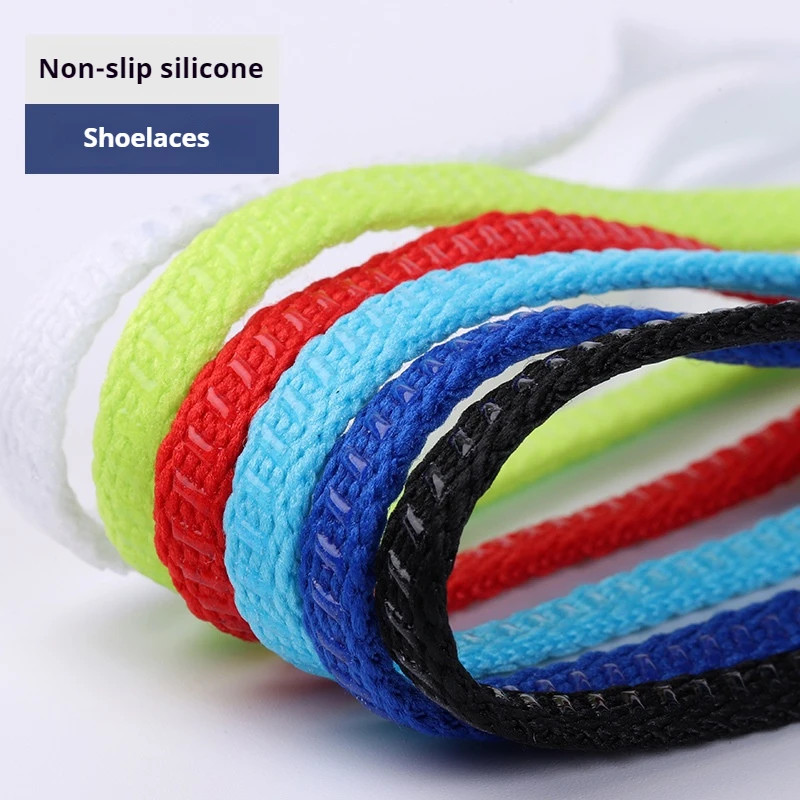 Double Sided Silicone Non-slip Flat Shoelaces Sneakers Tennis Football Shoe Lace