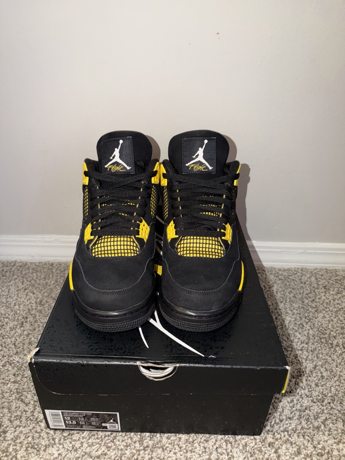 Jordan Air Jordan 4 Men’s Mid Top Basketball Sneakers Black/Yellow Colorblock