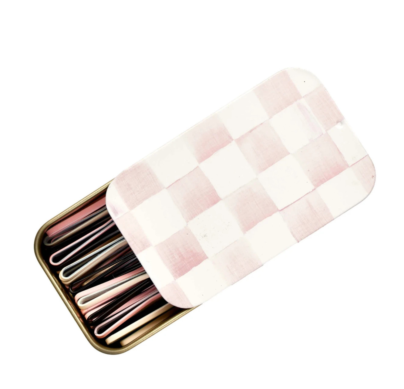 Goody x MacKenzie-Childs Pink Courtly Check Bobby Pins 45Ct Keepsake Tin Set